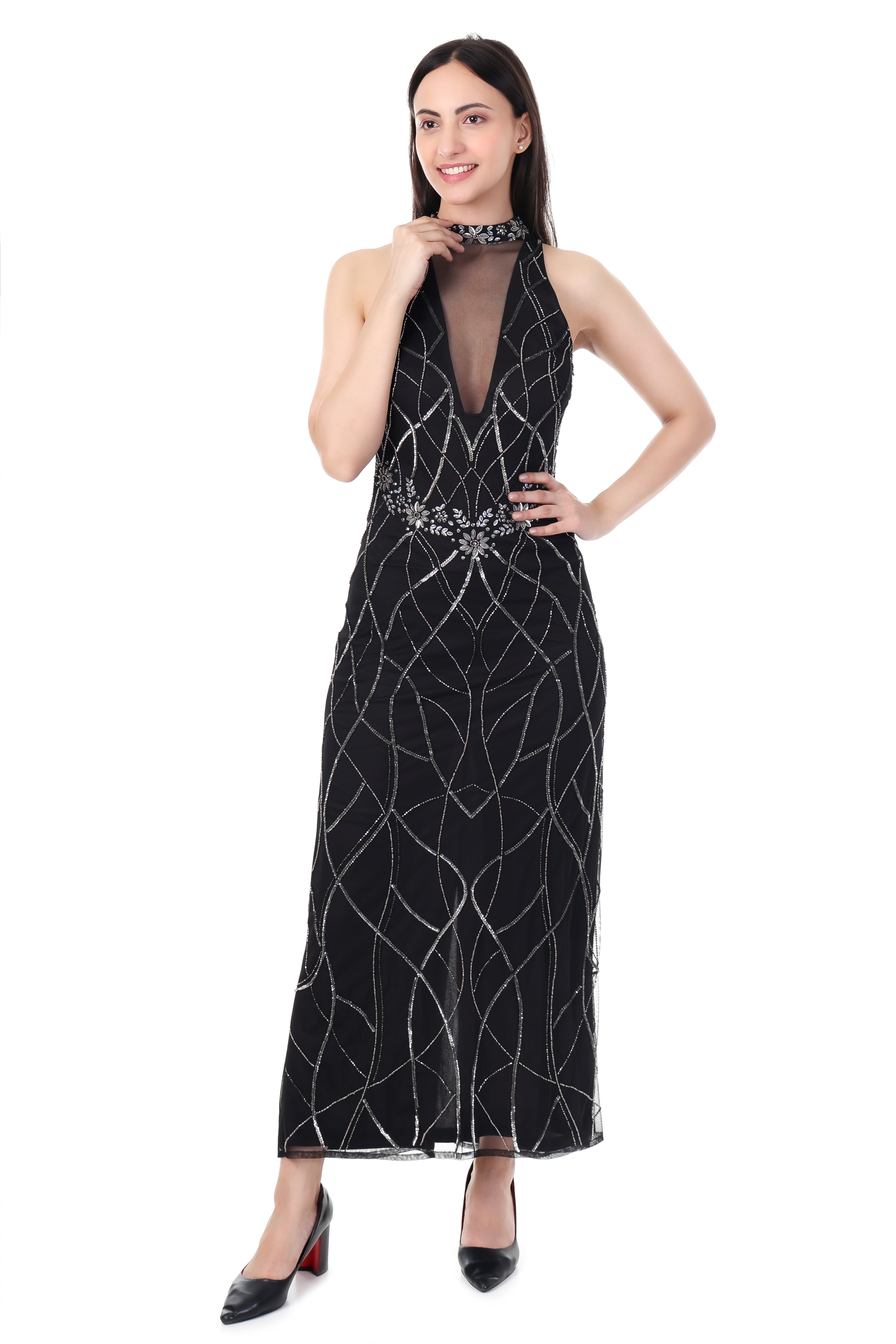 Sleeveless Maxi Dress for Women – Elegant 100% Polyester Partywear & Casual Outfit