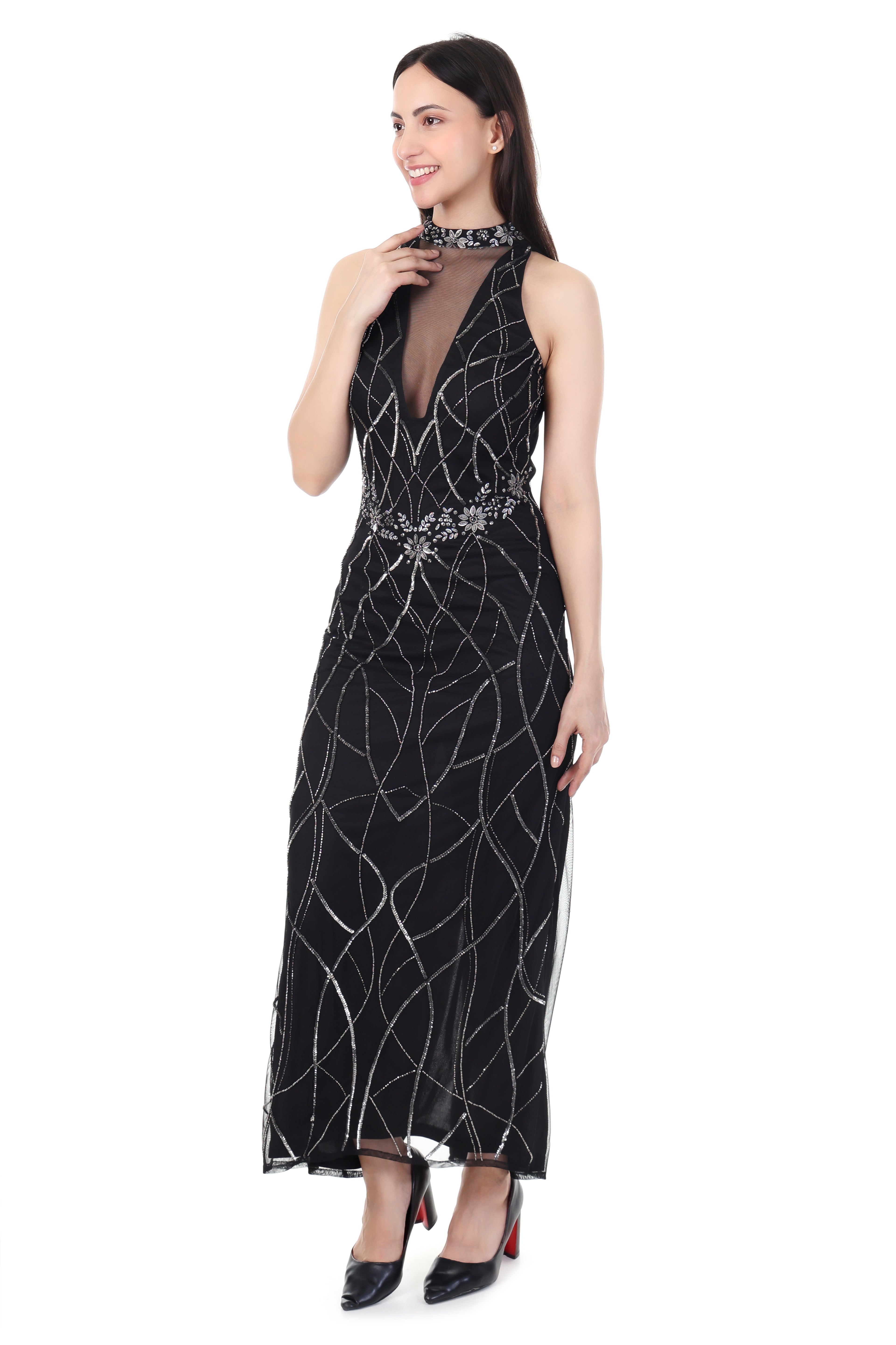 Sleeveless Maxi Dress for Women – Elegant 100% Polyester Partywear & Casual Outfit