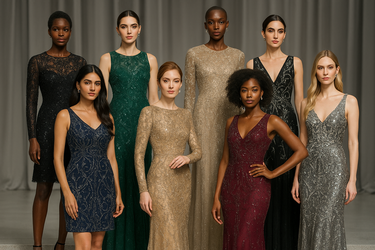 Embellished dress with 8 models